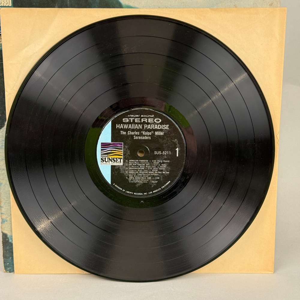 Sunset Hawaiian Paradise Vinyl LP Charles Kaipo Miller Serenaders Good Stereo - Picture 2 of 7